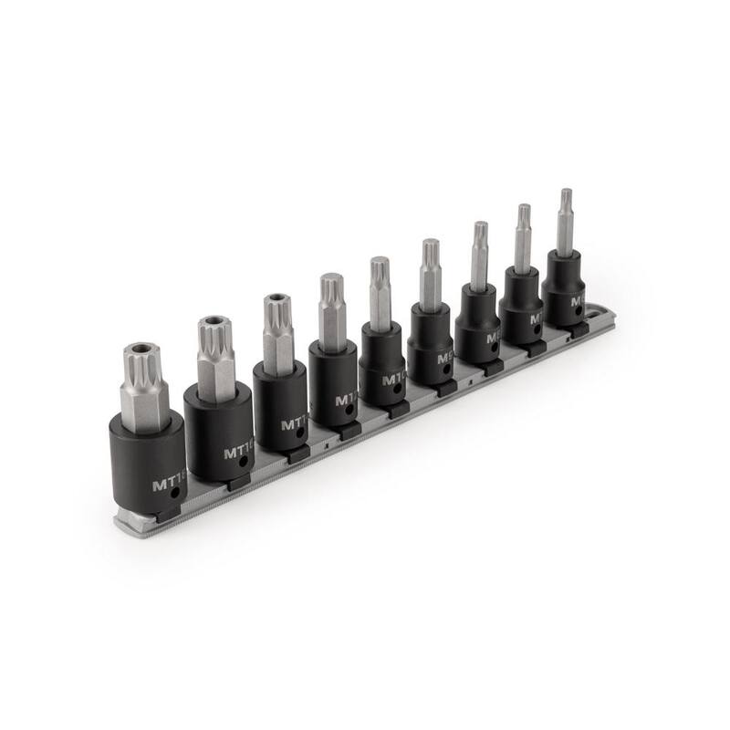 Set de 9 piezas de llaves de impacto TEKTON de 1/2 pulgada con cabezal de triple cuadrado en riel (M6-M12, MT14-MT18) - SIB92103