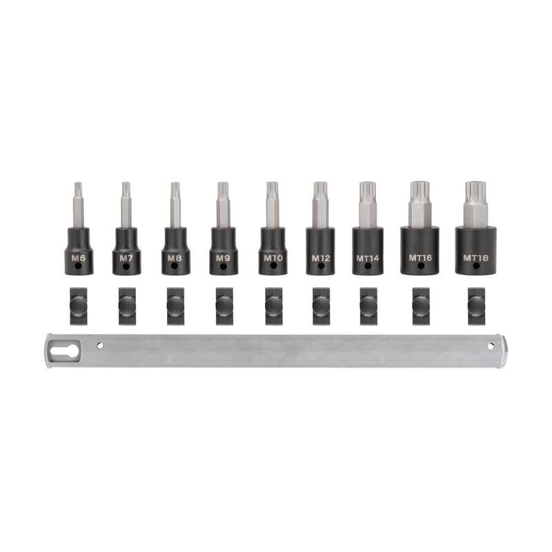 Set de 9 piezas de llaves de impacto TEKTON de 1/2 pulgada con cabezal de triple cuadrado en riel (M6-M12, MT14-MT18) - SIB92103