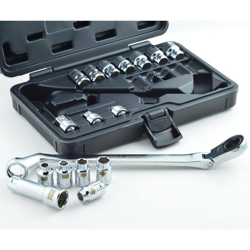 Llave de trinquete flexible Omega de 1/2 pulgadas con sockets que atraviesan de 11.2 pulgadas de alto x 12.5 pulgadas de ancho x 13.3 pulgadas de largo (17 piezas) -83030