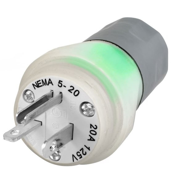 Hubbell Wiring Device-Kellems PLUG, WATERTIGHT, 5-20P, 20A 125V, CLEAR, WIRING CONDITION - HBL14W33AWC