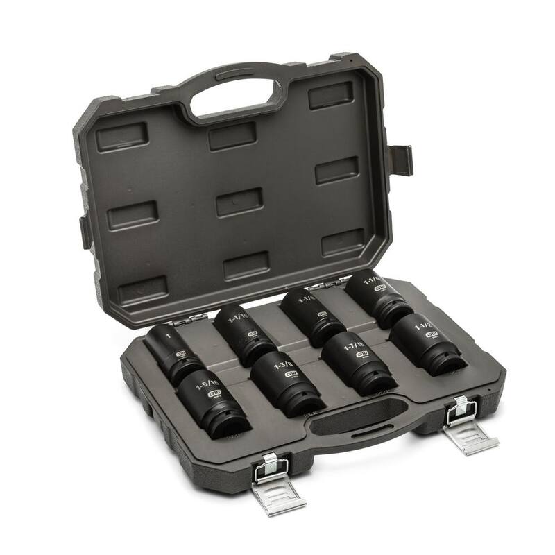 Juego de llaves de impacto GEARWRENCH de 3/4 pulgadas de 6 puntas en medidas SAE con estuche de almacenamiento (8 piezas) - 84036