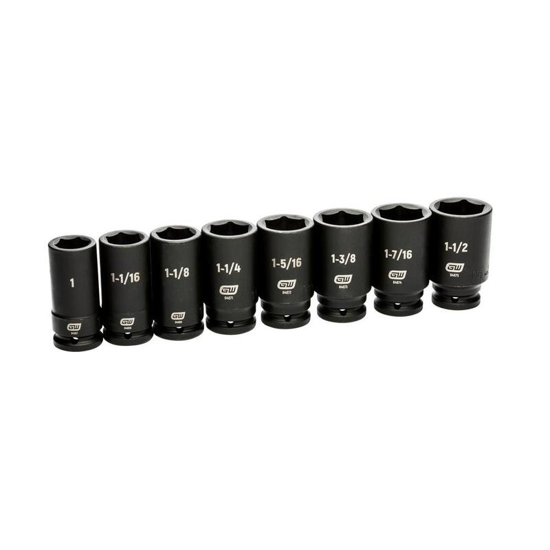Juego de llaves de impacto GEARWRENCH de 3/4 pulgadas de 6 puntas en medidas SAE con estuche de almacenamiento (8 piezas) - 84036