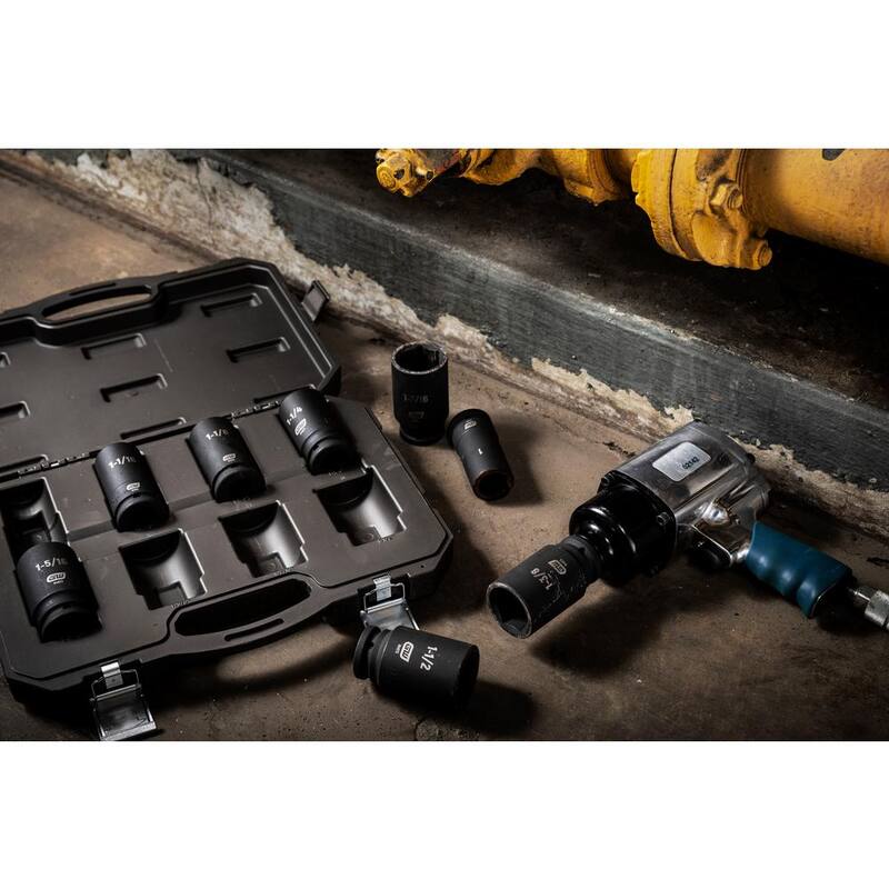Juego de llaves de impacto GEARWRENCH de 3/4 pulgadas de 6 puntas en medidas SAE con estuche de almacenamiento (8 piezas) - 84036