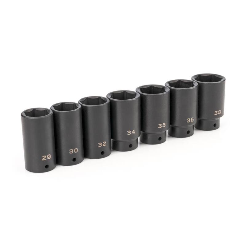Juego de 7 piezas de dados de impacto TEKTON de 1/2 pulg. de unidad profunda de 6 puntos para tuercas de eje, 29-38 mm - SID92003