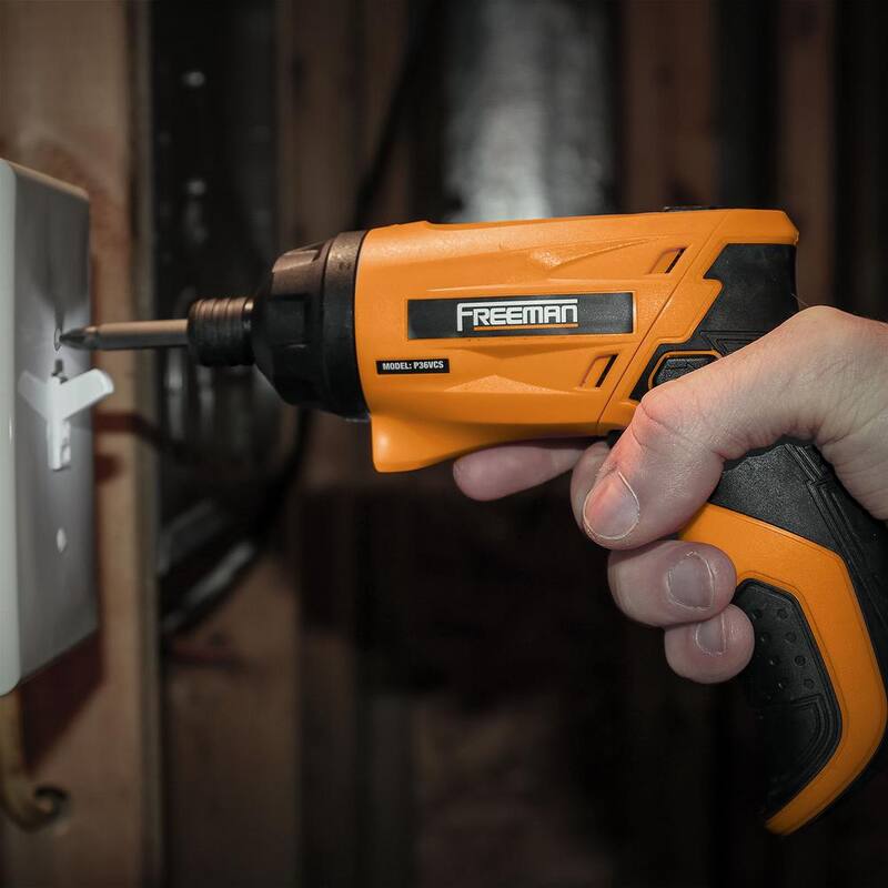 Desarmador inalámbrico Freeman de 3.6 voltios con kit de cargador, puntas hexagonales y estuche - P36VCS