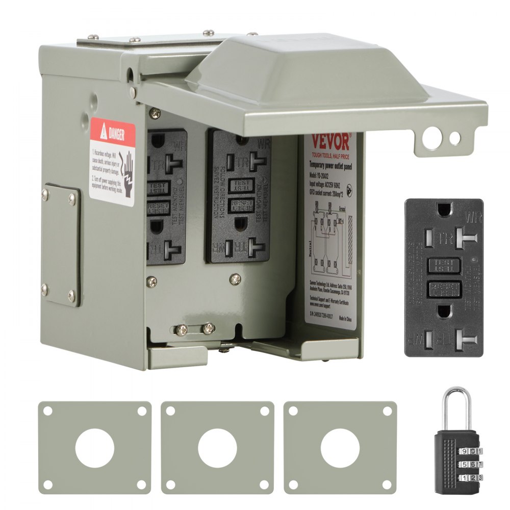 Outdoor Electrical Outlet Box 2 20 AMP GFCI Receptacles Power Outlet Box - LSDYMB0A220AT0ZWIV6