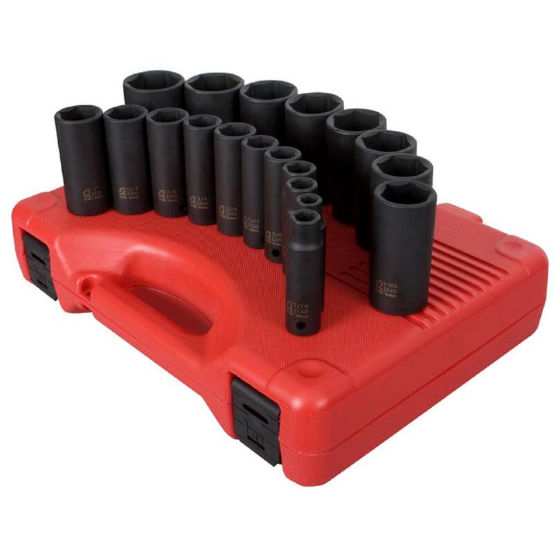 Juego de 19 piezas de dados de impacto SAE profundos de 1/2 pulgadas de SUNEX TOOLS - SUN2641