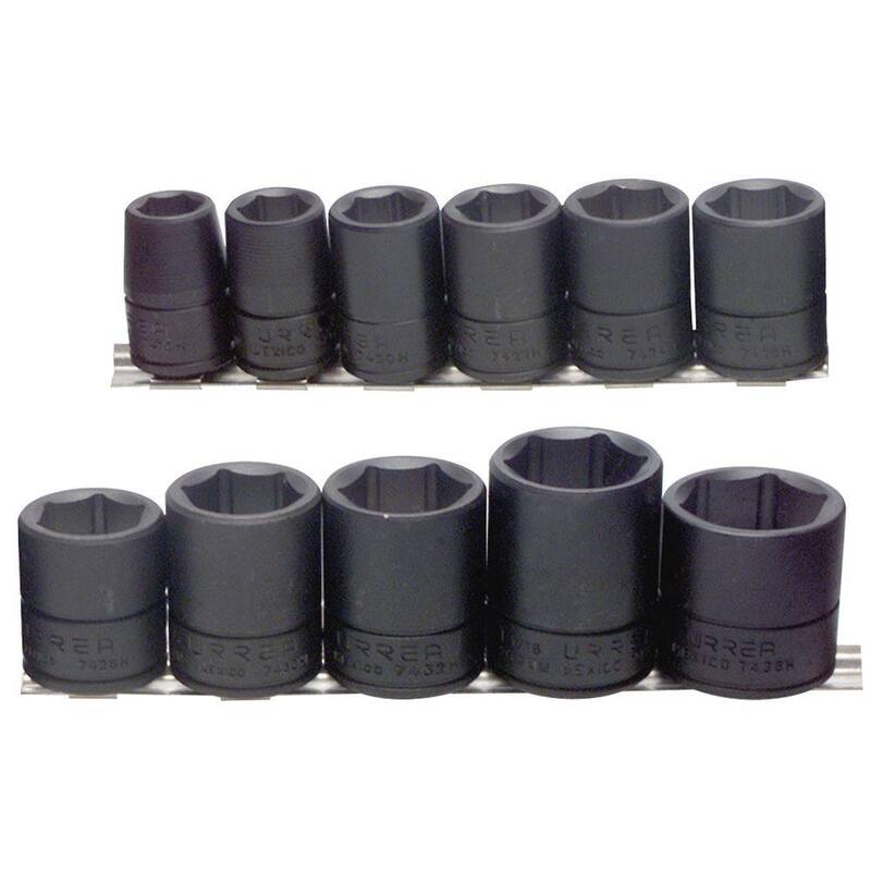 Juego de dados de impacto de 1/2 pulgada de URREA de 6 puntos (11 piezas) - 74102