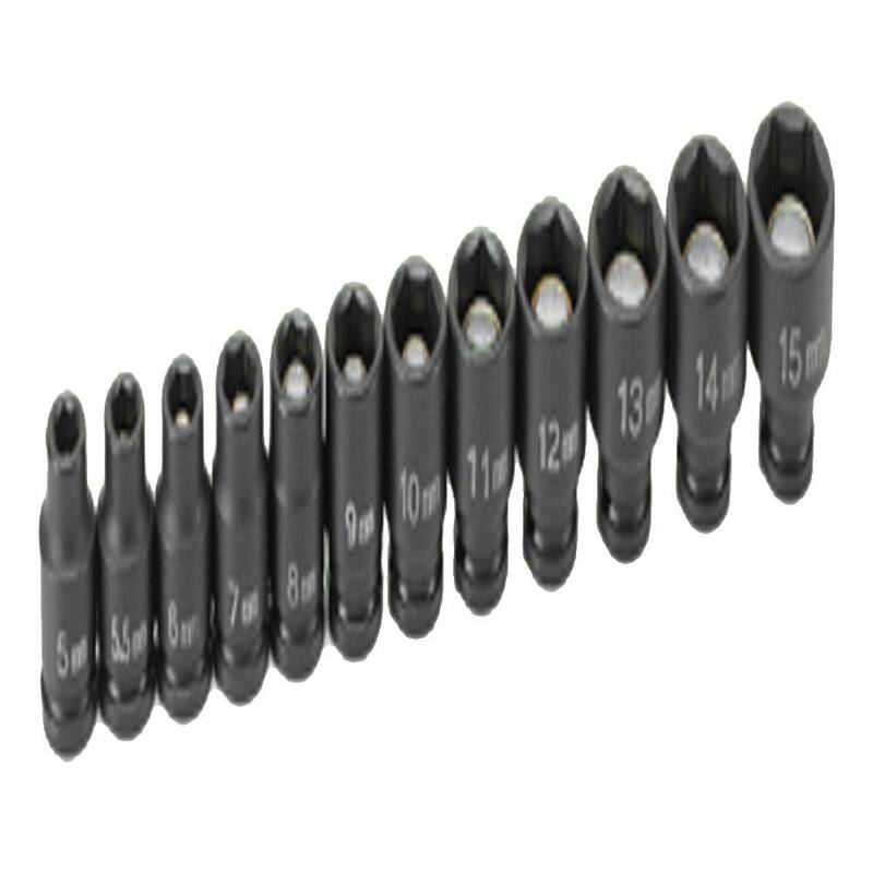 Juego de dados de impacto magnético métrico de 1/4 de pulgada de accionamiento (12 piezas) - GRE9712MG