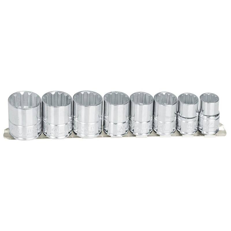 Juego de dados de impacto URREA de 1/2 pulgada de 12 puntas (8 piezas) - 5400SPL