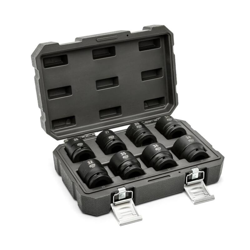 Juego de dados de impacto GEARWRENCH de 3/4 de pulgada con 6 puntos métricos poco profundos y estuche de almacenamiento (8 piezas) - 84030