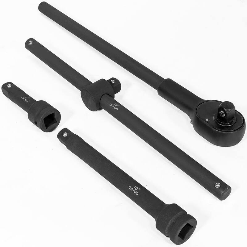 Juego de llaves de impacto profundo SAE de acero Cr-Mo de 3/4 de pulgada de accionamiento de Stark con barra de extensión, barra deslizante en T y estuche de transporte (22 piezas) - 35079
