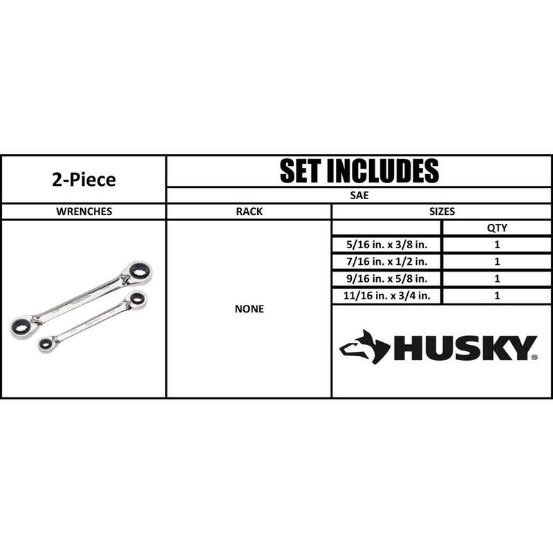 Juego de llaves de trinquete cuádruple SAE Husky (2 piezas) - HQRRW2PCSAE