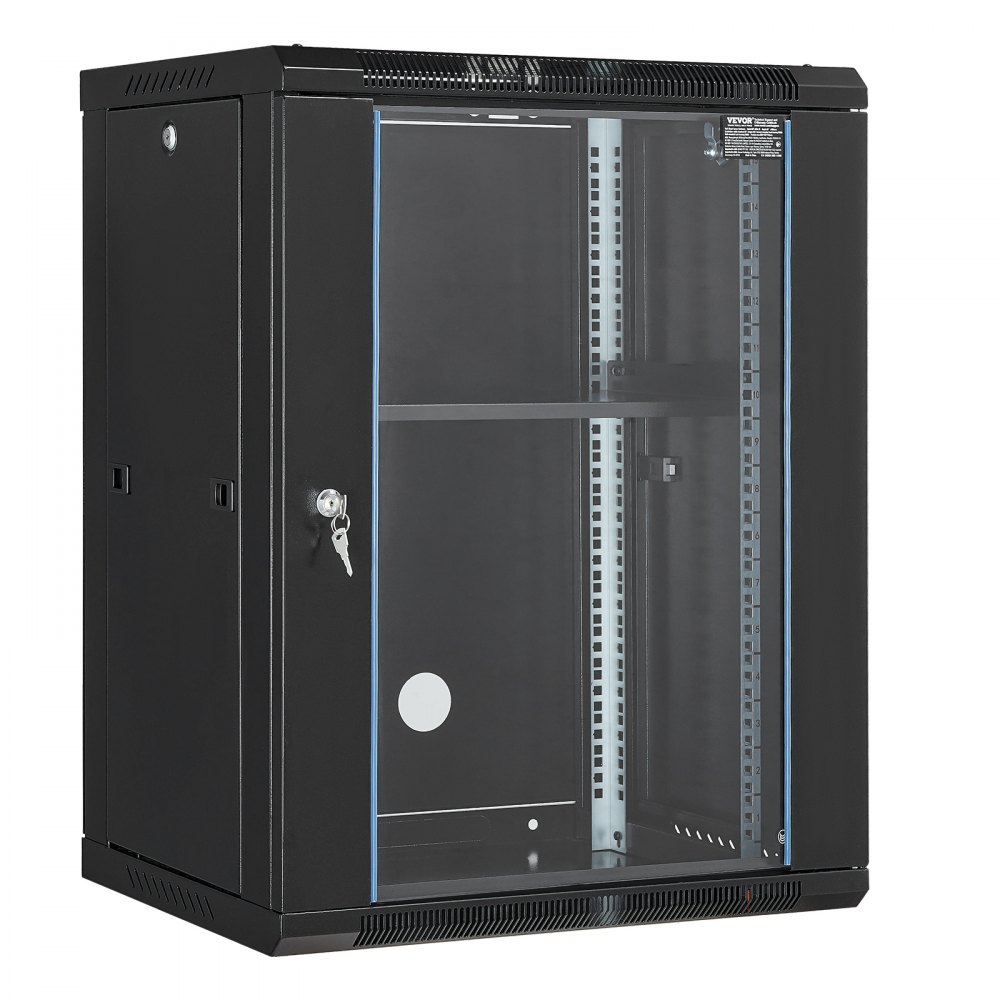 Walk Mount Server Rack VEVOR 15U Wall Mount Network Server Rack Cabinet Enclosure 18'' Glass ...
