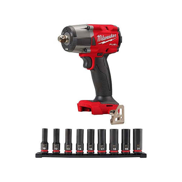 Milwaukee Tool M18 FUEL 1/2" MTIW + 9PC MET Socket Set - 2962P-20, 49-66-7032