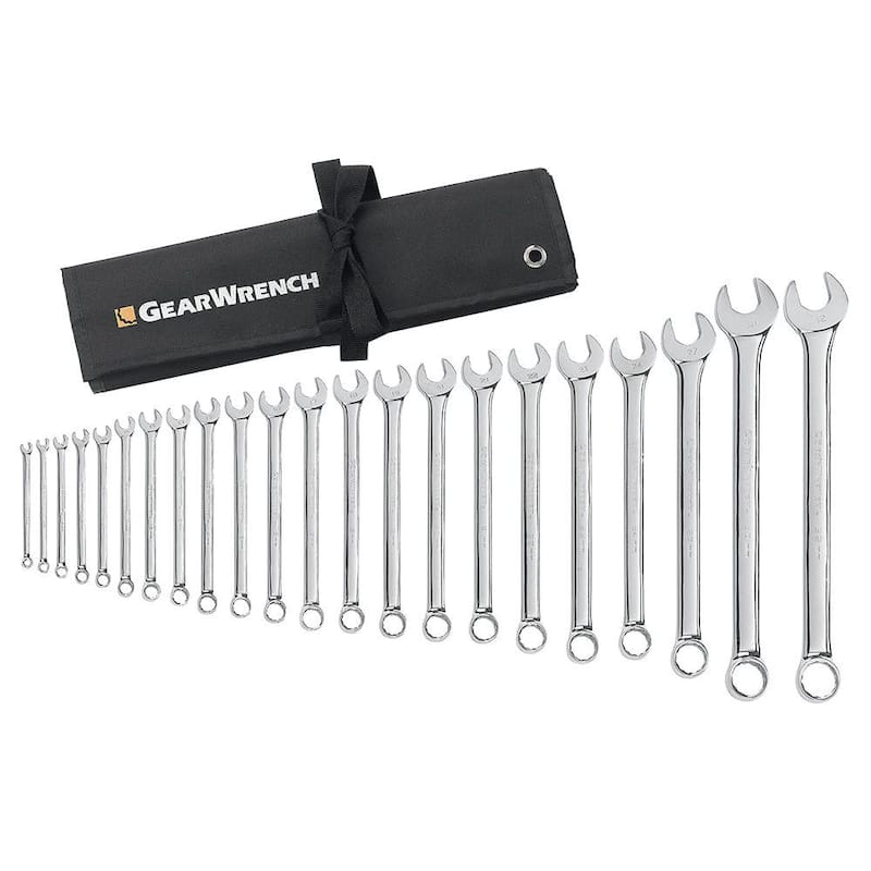 Juego de llaves combinadas métricas de patrón largo de 12 puntos GEARWRENCH con estuche enrollable (22 piezas) - 81916