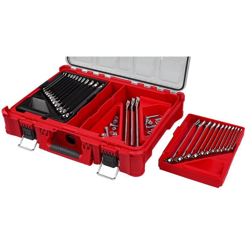 Juego de llaves combinadas Milwaukee Métricas/SAE con organizador PACKOUT (30 piezas) - 48-22-9485