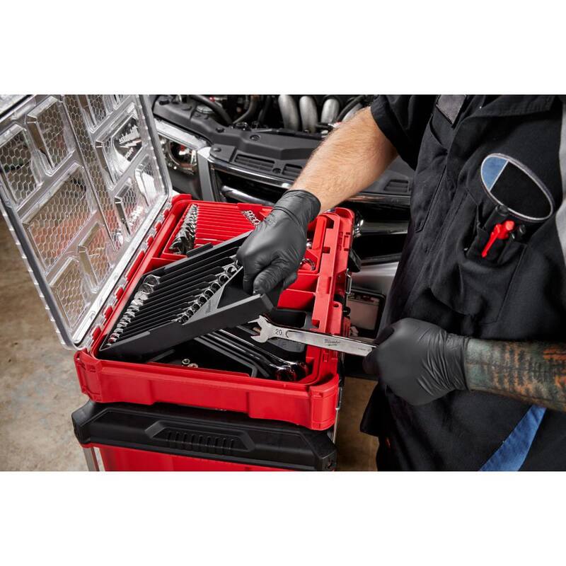 Juego de llaves combinadas Milwaukee Métricas/SAE con organizador PACKOUT (30 piezas) - 48-22-9485