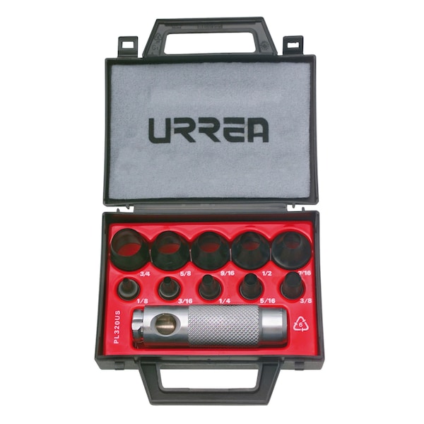 Urrea Hollow Punch From 1/8” to 1-3/16” Set 11Pc" plastic case - 49901