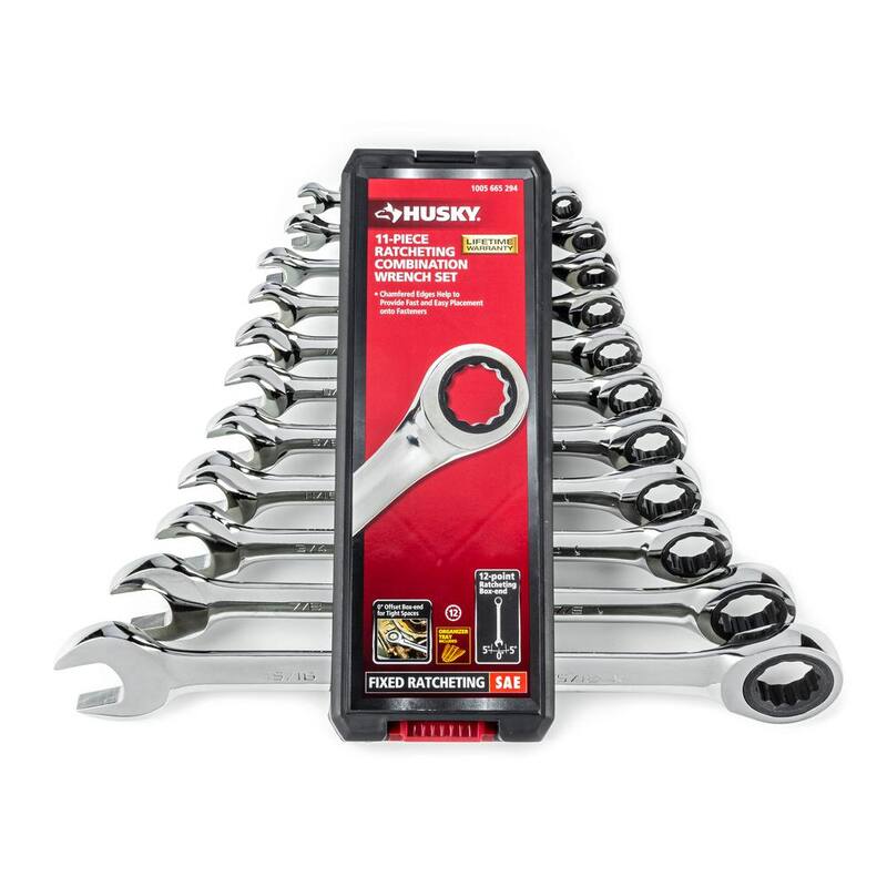 Set de llaves de trinquete combinadas en sistema SAE de Husky (11 piezas) - HRW11PCSAE