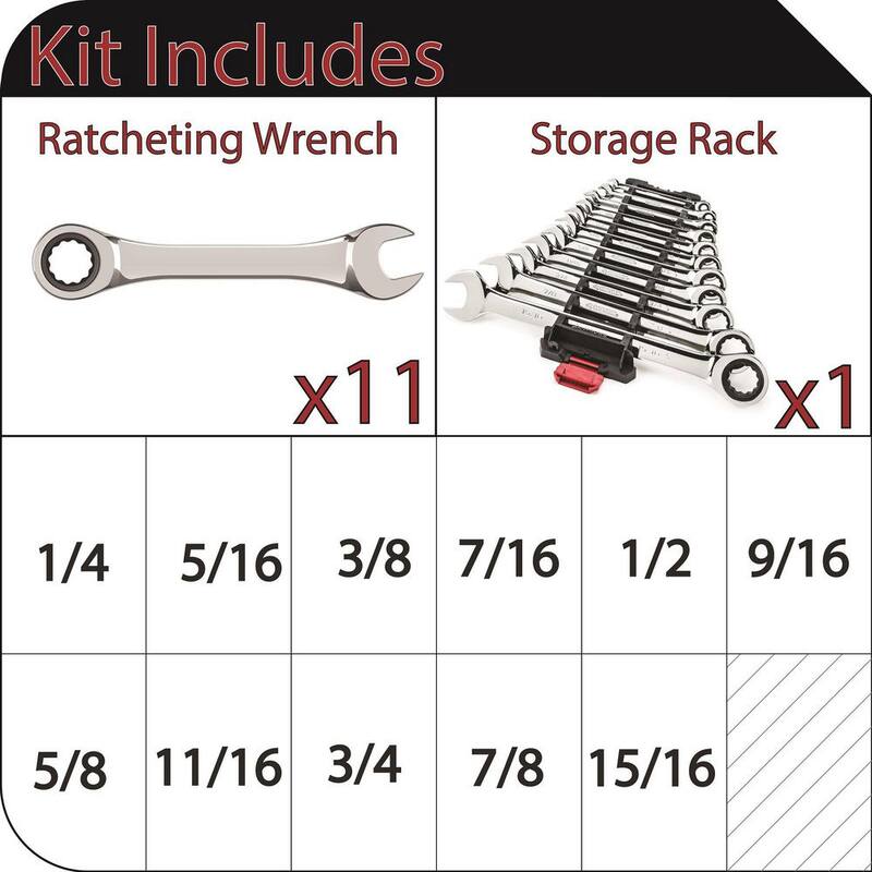 Set de llaves de trinquete combinadas en sistema SAE de Husky (11 piezas) - HRW11PCSAE