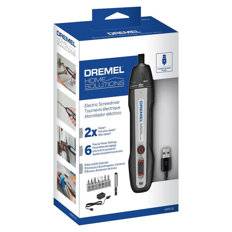 Atornillador eléctrico inalámbrico Dremel 4V con USB y linterna LED inalámbrica de 4V - HSES-01+HSFL-01.