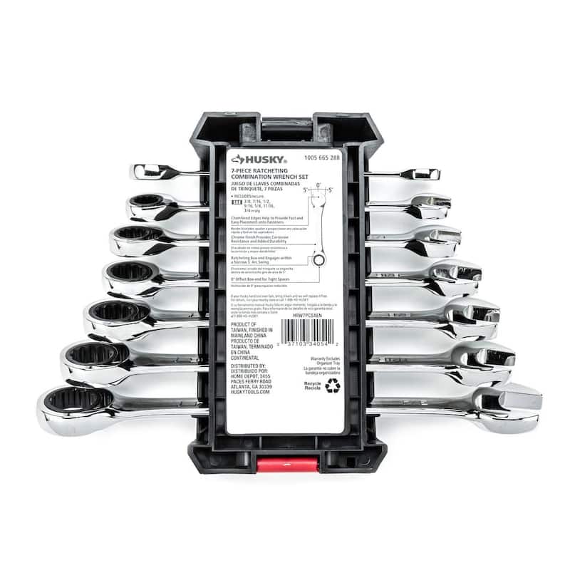 Juego de llaves combinadas Husky de trinquete SAE (7 piezas) - HRW7PCSAEN-06