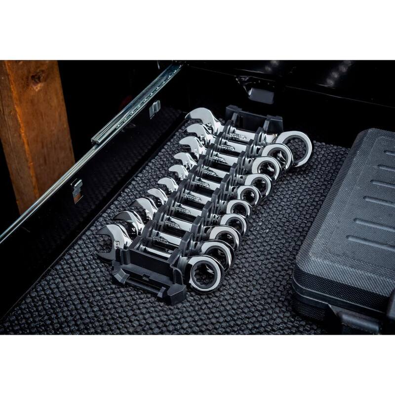 Juego de llaves de trinquete combinadas SAE/MM Husky Stubby (10 piezas) - HSTRW10PCSMN