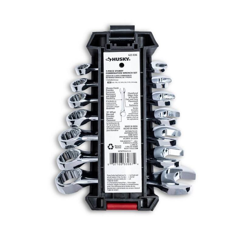 Juego de llaves combinadas Husky Stubby SAE (7 piezas) - HSTW7PCSAEN-05