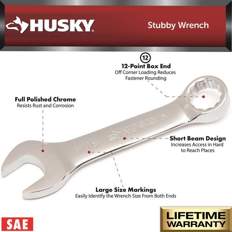 Juego de llaves combinadas Husky Stubby SAE (7 piezas) - HSTW7PCSAEN-05