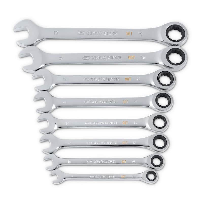 Set de herramientas combinadas de trinquete de 90 dientes en pulgadas GEARWRENCH con charola (8 piezas) - 86695-06
