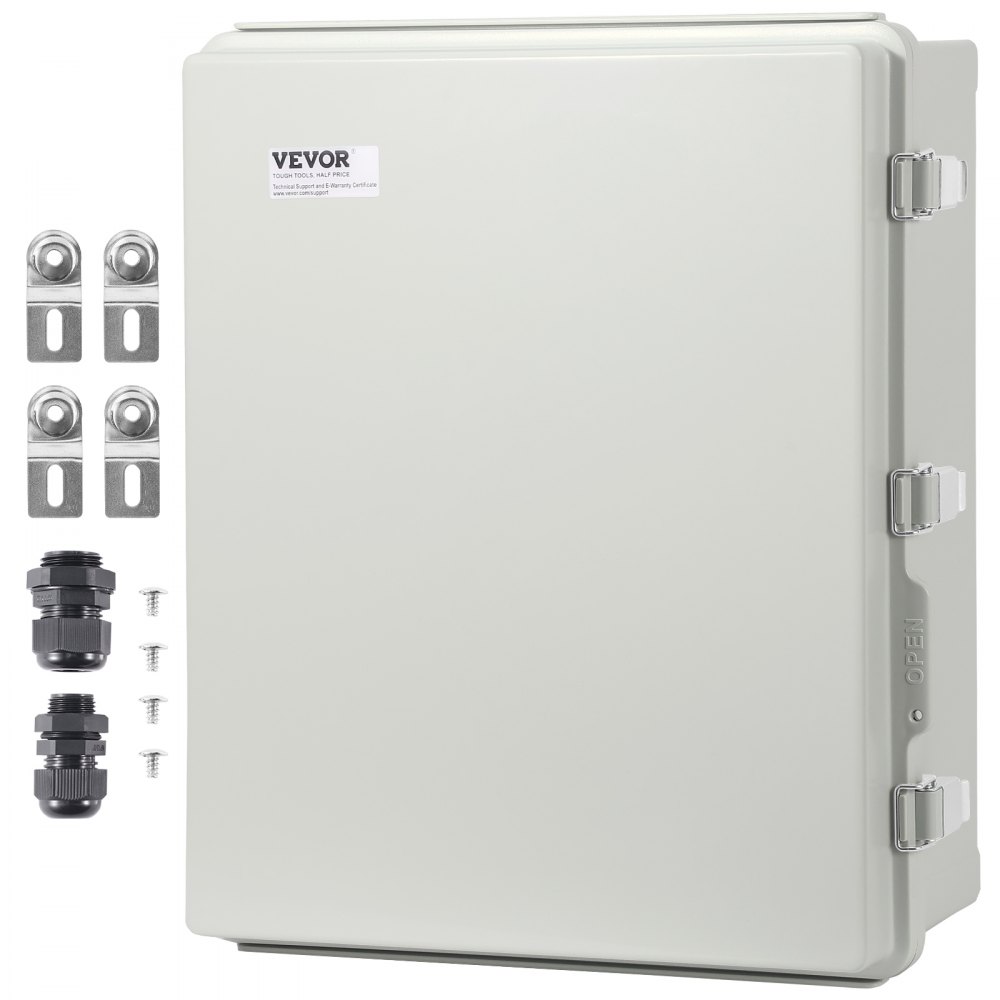 VEVOR Outdoor Electrical Junction Box, 20.87 x 16.92 x 7.87 in, ABS Plastic Electrical Enclosure Box with Hinged Cover Stainless Steel Latch, IP67 Dustproof Waterproof for Outdoor Electrical Projects - SLJXHABS20X11PW8VV0