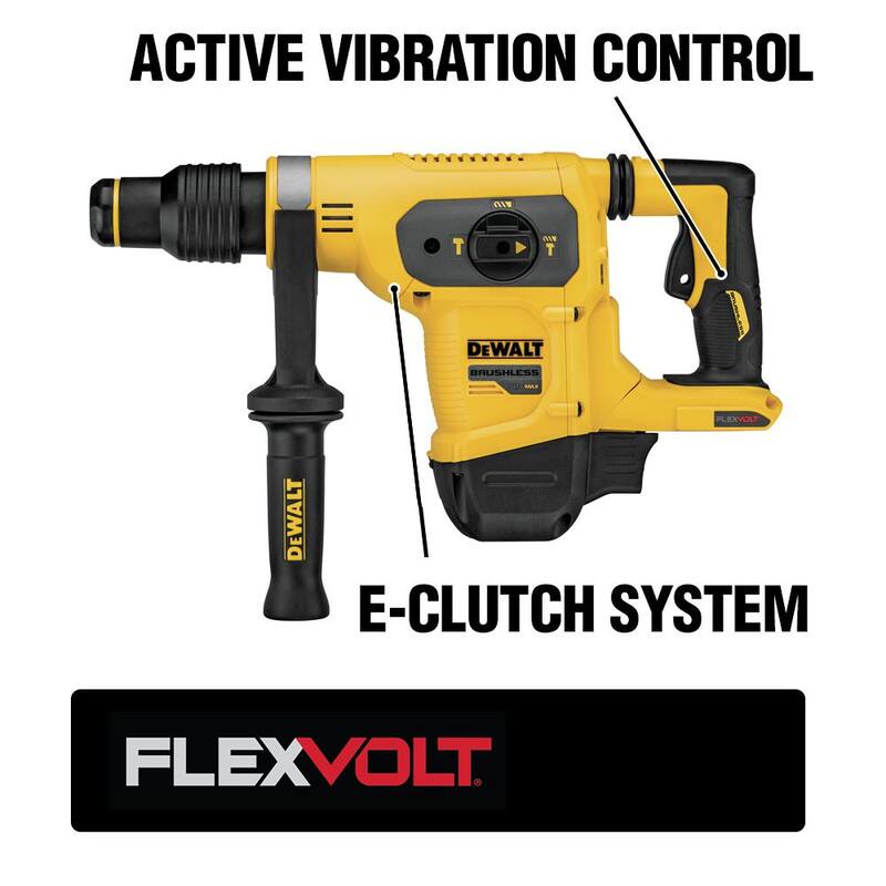 DEWALT FLEXVOLT 60V MAX Martillo Rotativo Combinado Inalámbrico sin Escobillas de 1-9/16 pulgadas SDS MAX y (3) Baterías FLEXVOLT 9.0Ah - DCH481X2W609