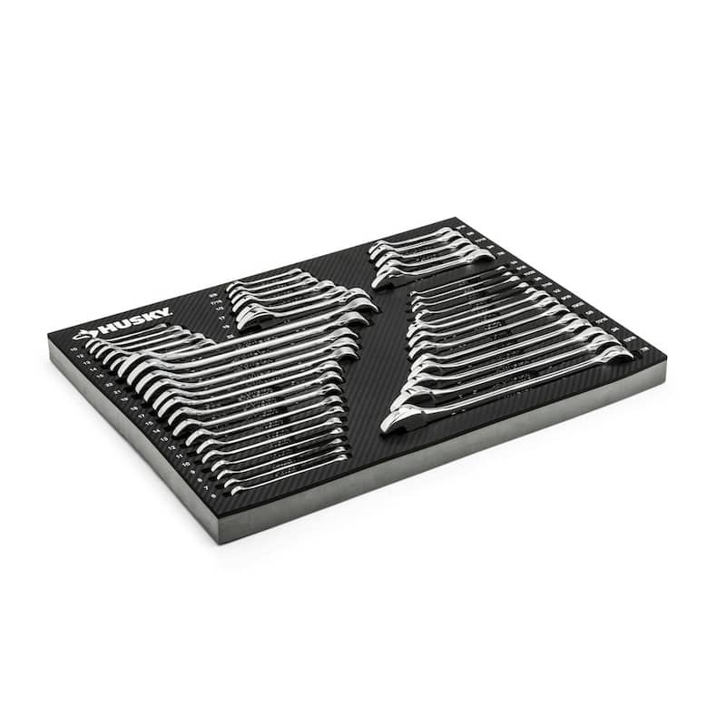 Juego de llaves combinadas Husky SAE/MM con almacenamiento de EVA (44 piezas) - HCW44PCEVACB