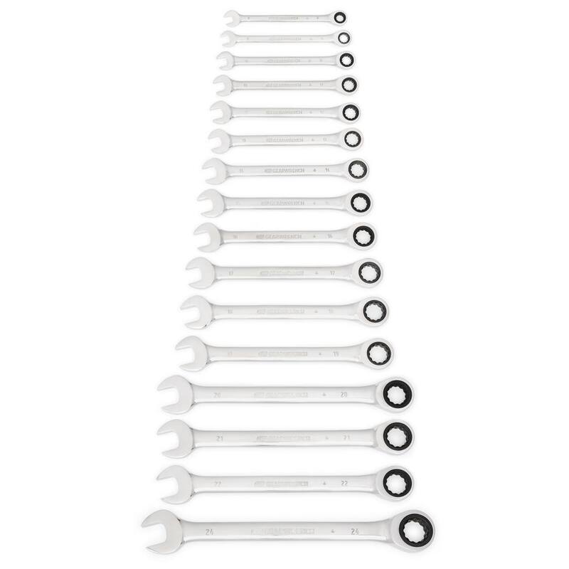 Juego de herramientas de llaves combinadas de trinquete métricas GEARWRENCH de 72 dientes (16 piezas) - 9416