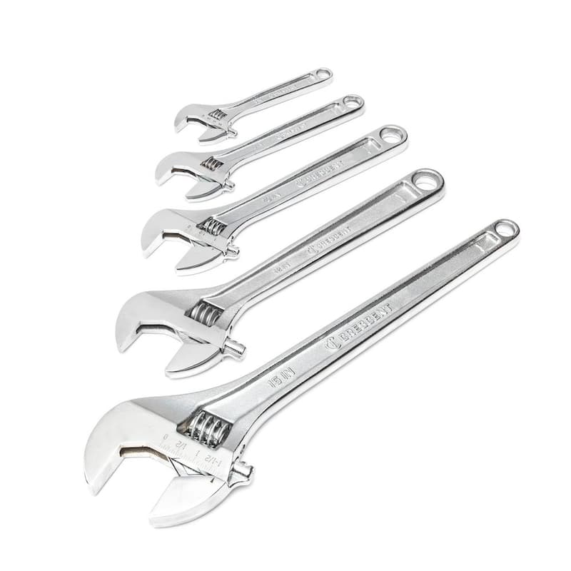 Juego de llaves ajustables de cromo Crescent de 6, 8, 10, 12 y 15 pulgadas (5 piezas) - AC5PC