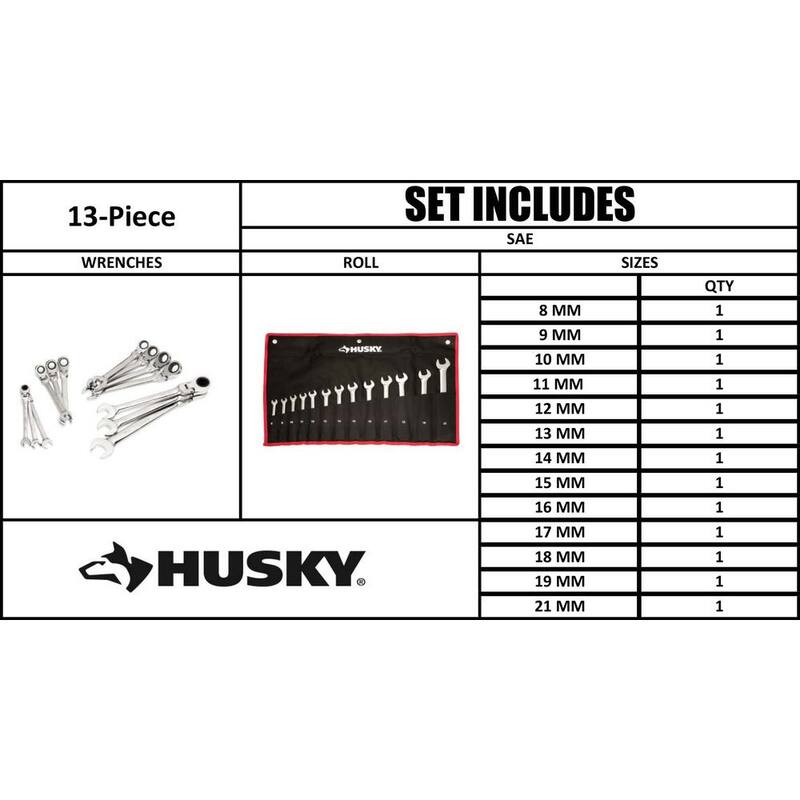 Juego de llaves de trinquete flexibles métricas Husky Master (13 piezas) - HFRW13PCMM