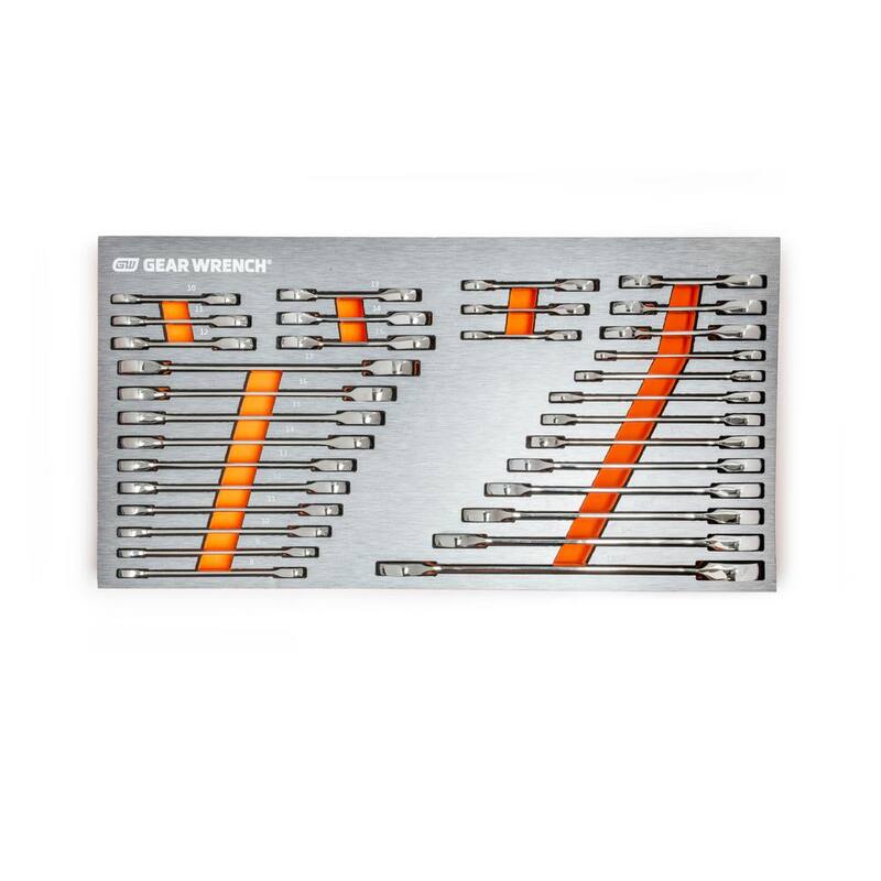 Juego de llaves de trinquete combinadas estándar y cortas GEARWRENCH SAE/métrico en bandeja de EVA (32 piezas) - 82999