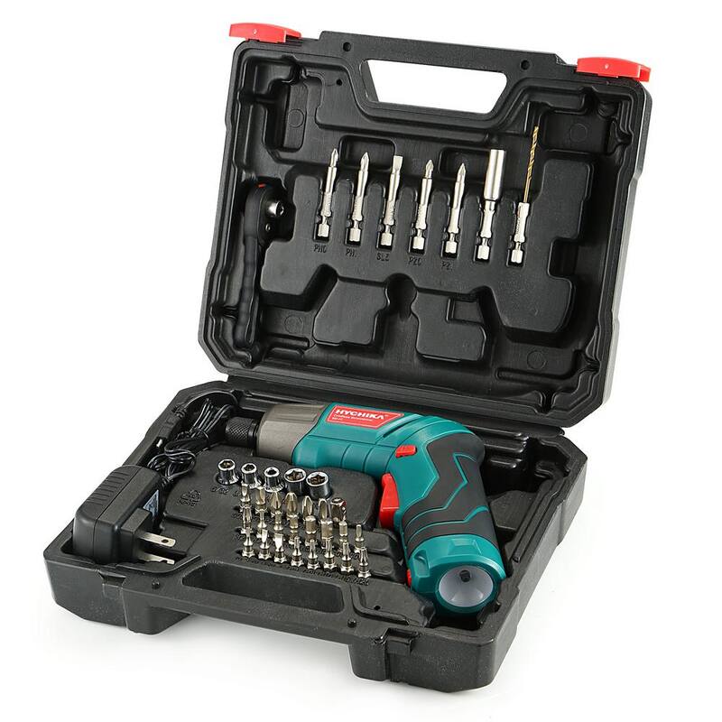 HYCHIKA Destornillador inalámbrico de 3.6 voltios 6 N.m 2.0 Ah Destornillador eléctrico Atornillador recargable Juego de brocas Pistola de tornillos Tamaño del portabrocas: 1/4 pulgadas - E0003US