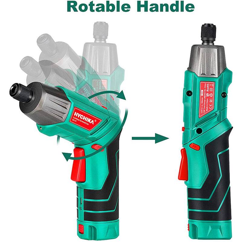 HYCHIKA Destornillador inalámbrico de 3.6 voltios 6 N.m 2.0 Ah Destornillador eléctrico Atornillador recargable Juego de brocas Pistola de tornillos Tamaño del portabrocas: 1/4 pulgadas - E0003US