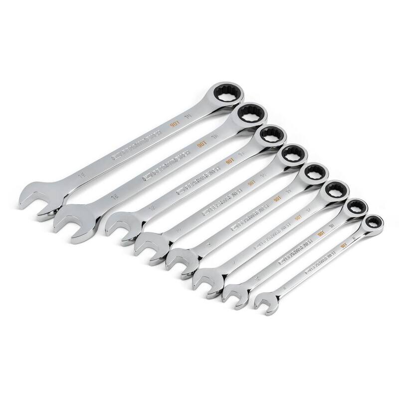 Juego de llaves de combinación de trinquete métrico de 90 dientes GEARWRENCH con bandeja (8 piezas) - 86694-06