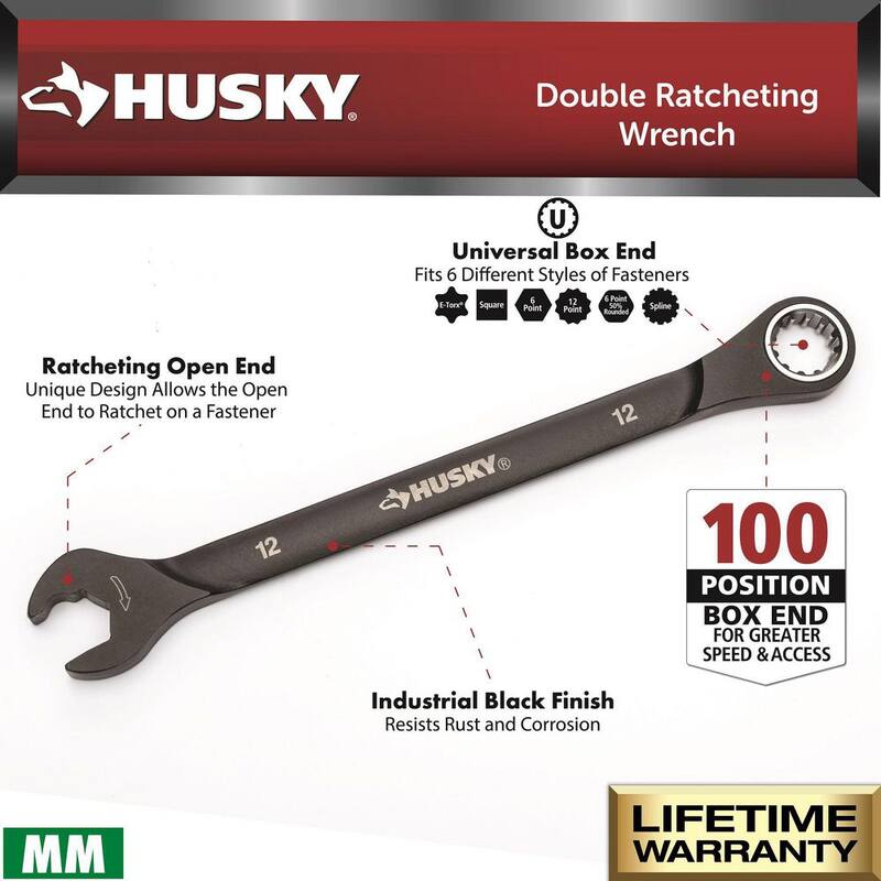 Juego de llaves de trinquete doble de 100 posiciones MM Husky (6 piezas) - H100DRW6PCMMN