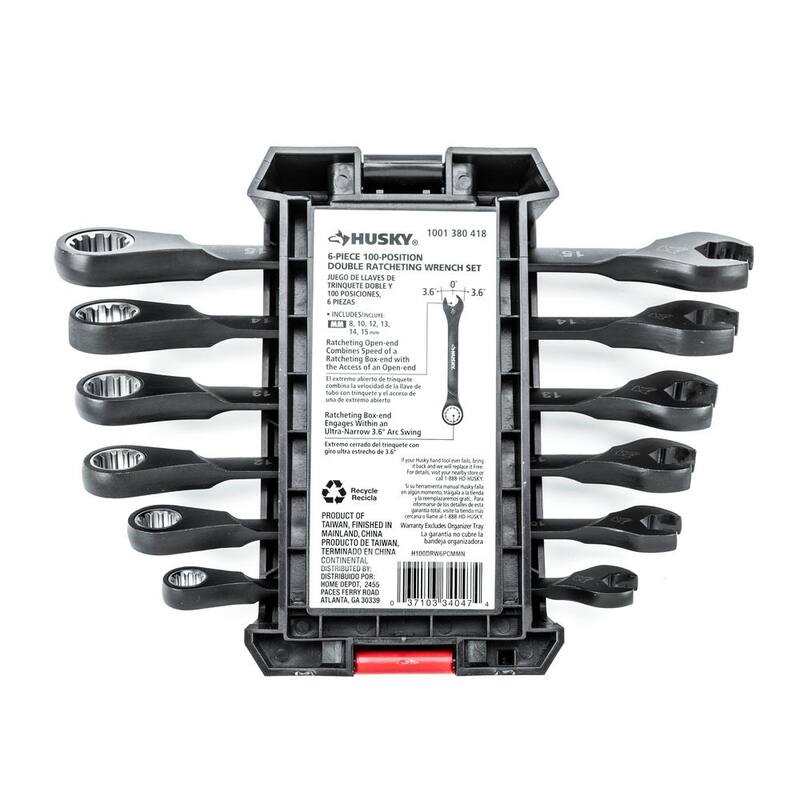 Juego de llaves de trinquete doble de 100 posiciones MM Husky (6 piezas) - H100DRW6PCMMN
