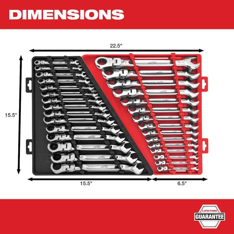 Juego de llaves combinadas de trinquete con cabezal flexible de 144 posiciones métricas (15 piezas) - 48-22-9513 de Milwaukee
