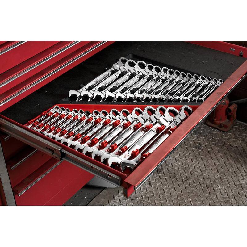 Juego de llaves combinadas de trinquete con cabeza flexible de 144 posiciones SAE (15 piezas) - 48-22-9413 de Milwaukee