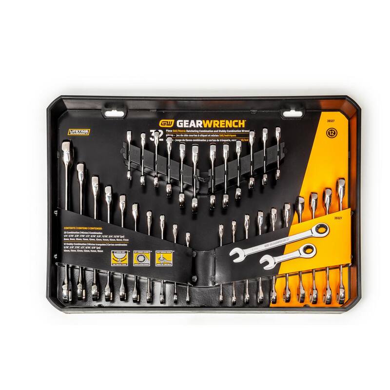Juego de llaves combinadas de trinquete métricas/SAE de 72 dientes de GEARWRENCH (32 piezas) - 39327