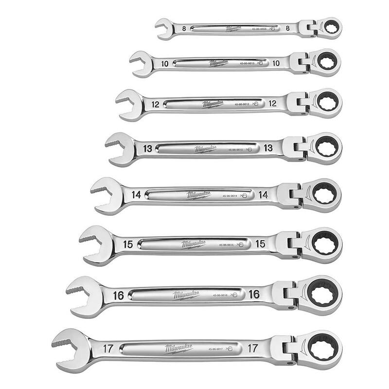 Juego de llaves combinadas de trinquete con cabezal flexible de 144 posiciones en sistema SAE y métrico (14 piezas) - 48-22-9429-48-22-9529