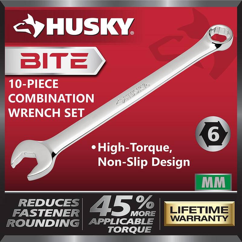 Juego de llaves combinadas métricas Husky BITE (10 piezas) - HBCW10XLM