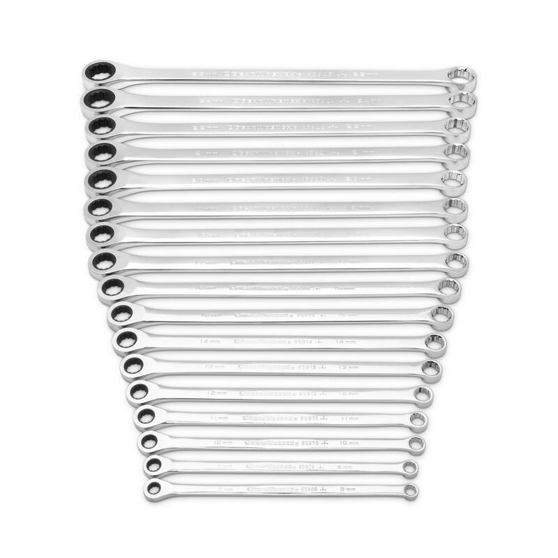 Juego de 17 llaves de trinquete de doble caja GearBox XL métricas de 12 puntos de 72 dientes (17 piezas) - 85989