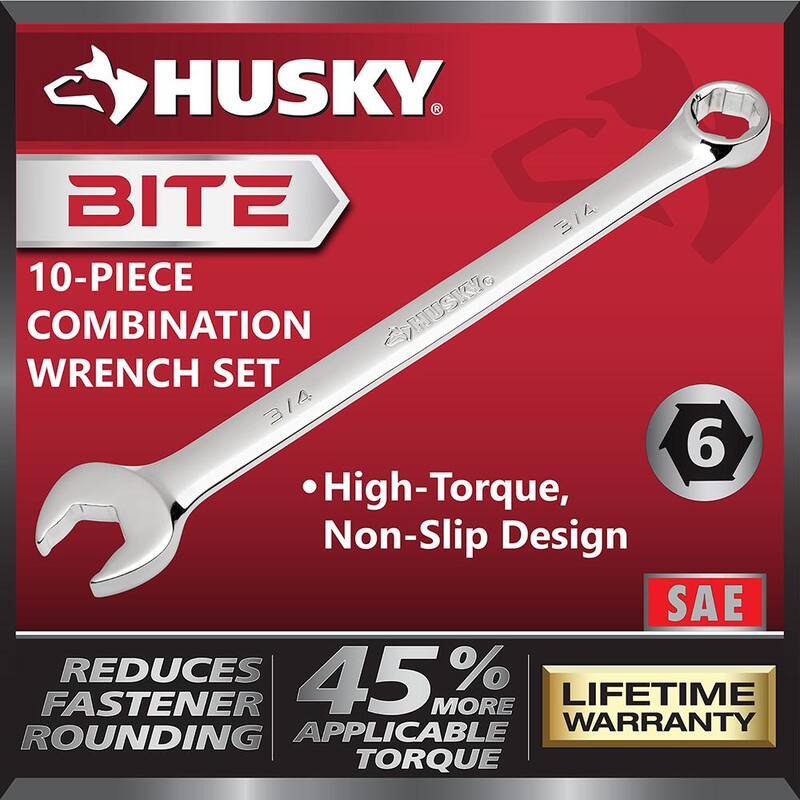 Juego de llaves combinadas Husky BITE SAE (10 piezas) - HBCW10XLS